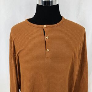 1901 NORDSTROM Long Sleeve Orange Striped Henley Sweater Shirt ND421451MN XL
